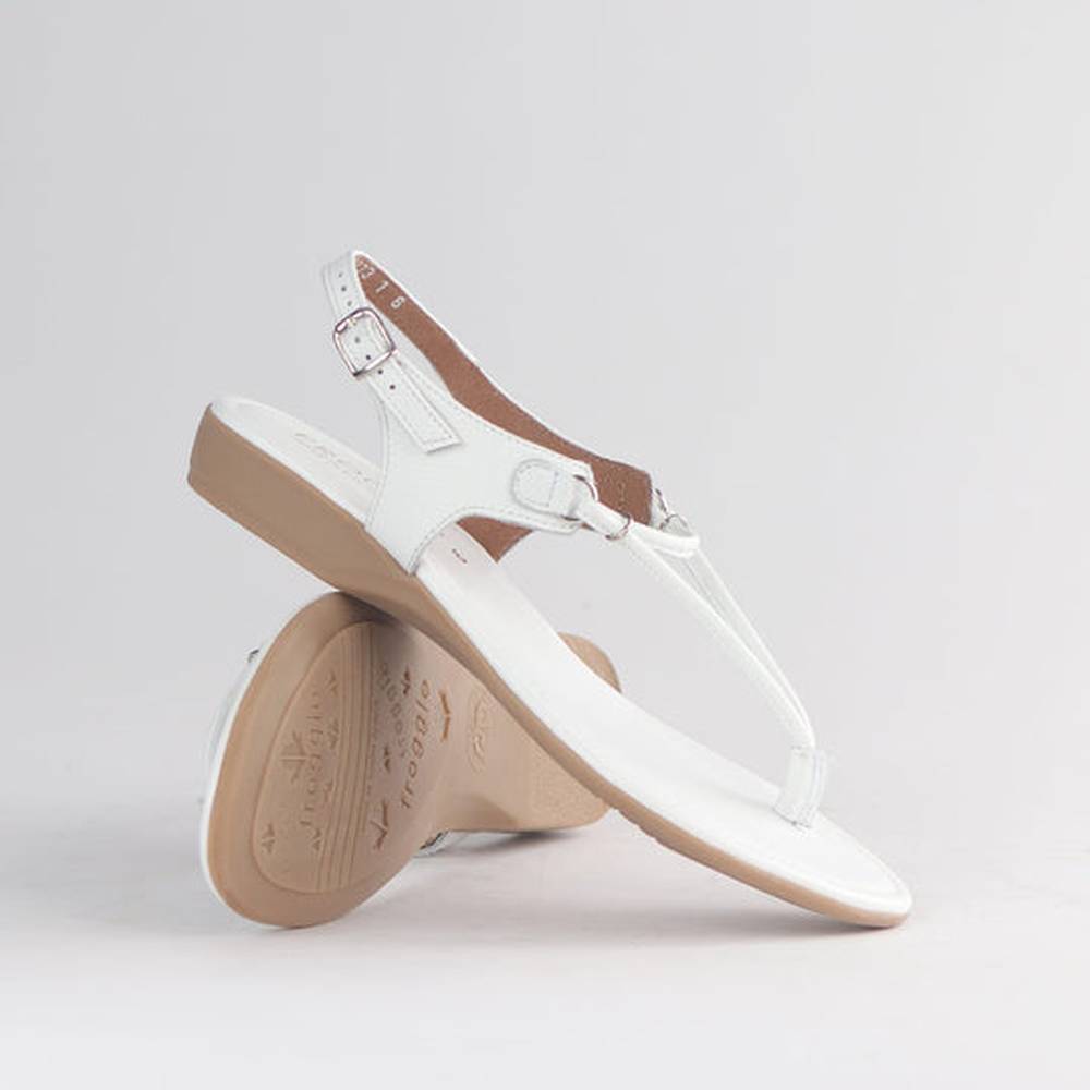 Froggie Womens Spaghetti Thong Sandals In White