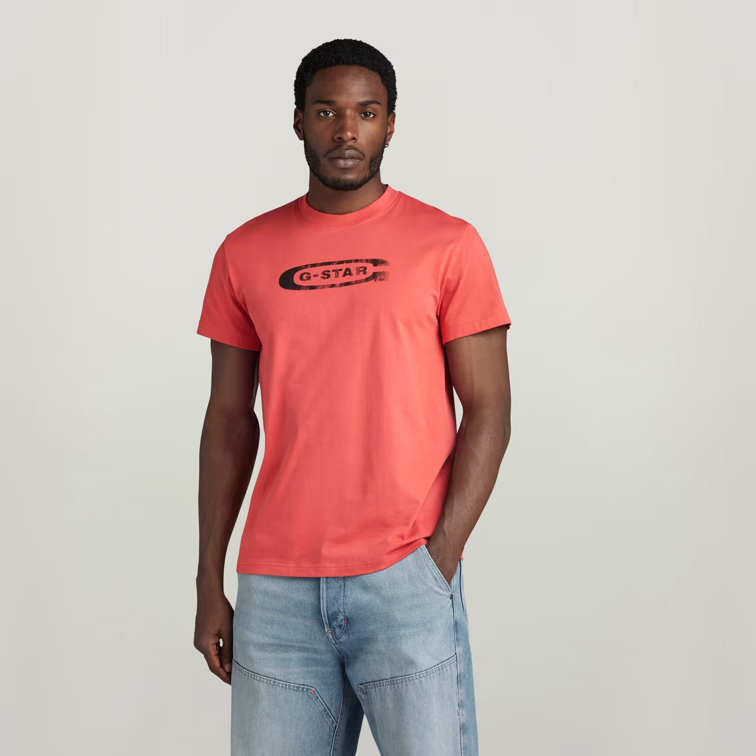 G-Star Raw Mens Distressed Old School Logo T-Shirt In Finch