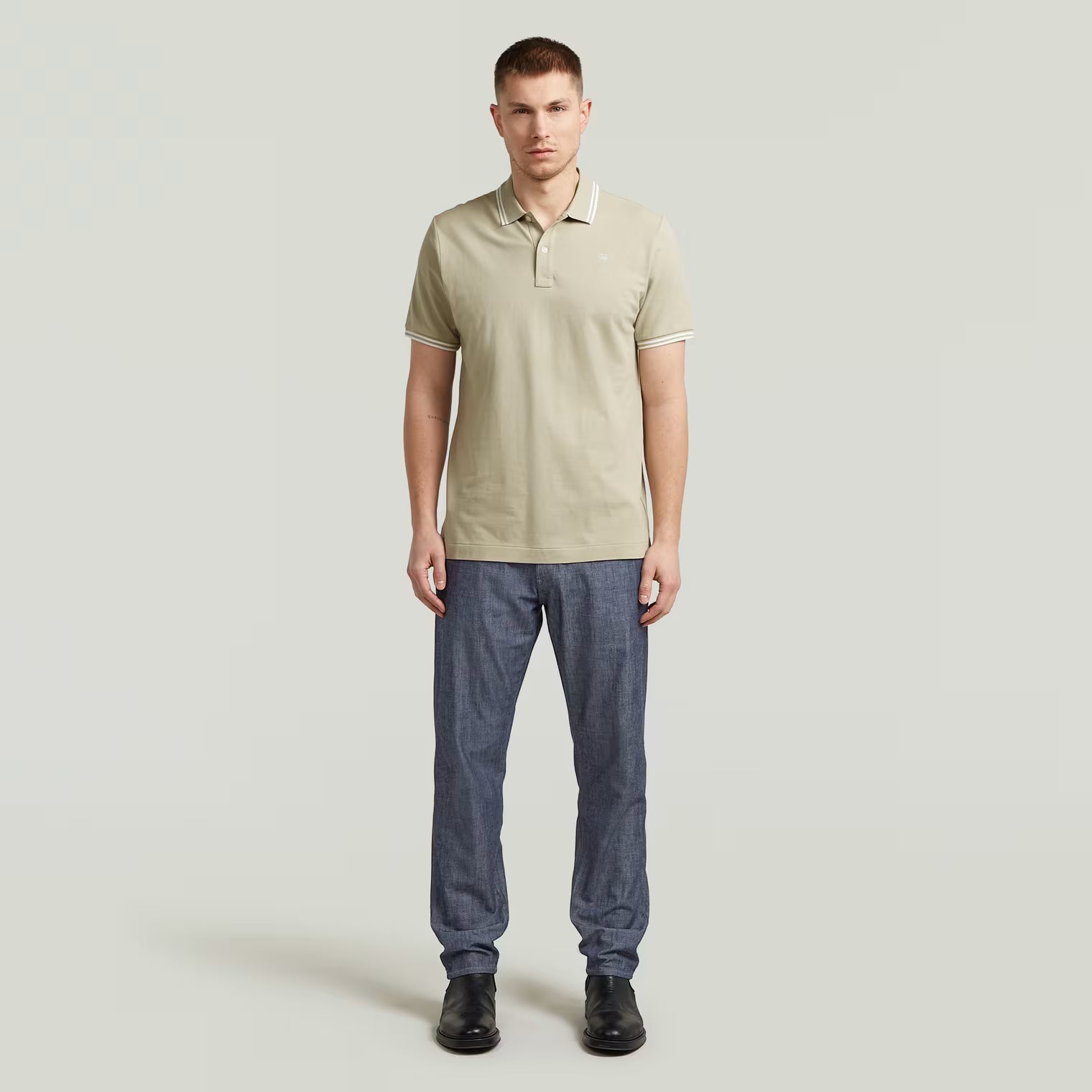 G-Star Raw Mens Dunda Slim Stripe Golfer In Khaki