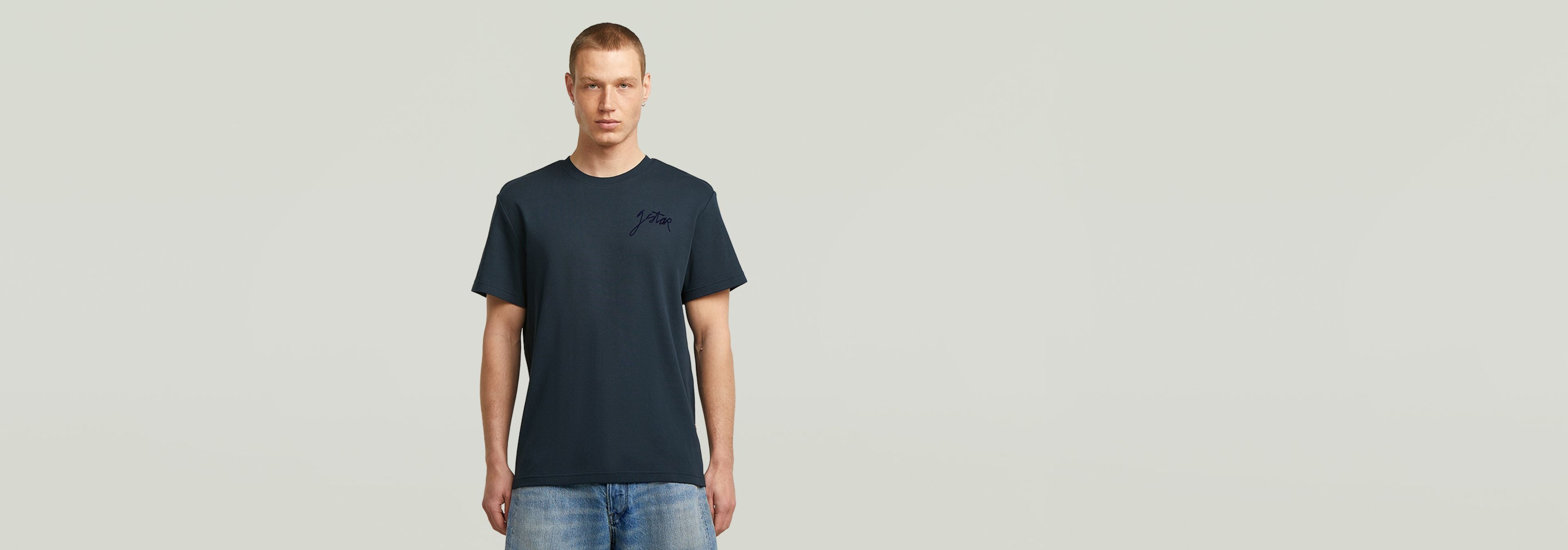 G-Star Raw Mens Script T-Shirts In Blue