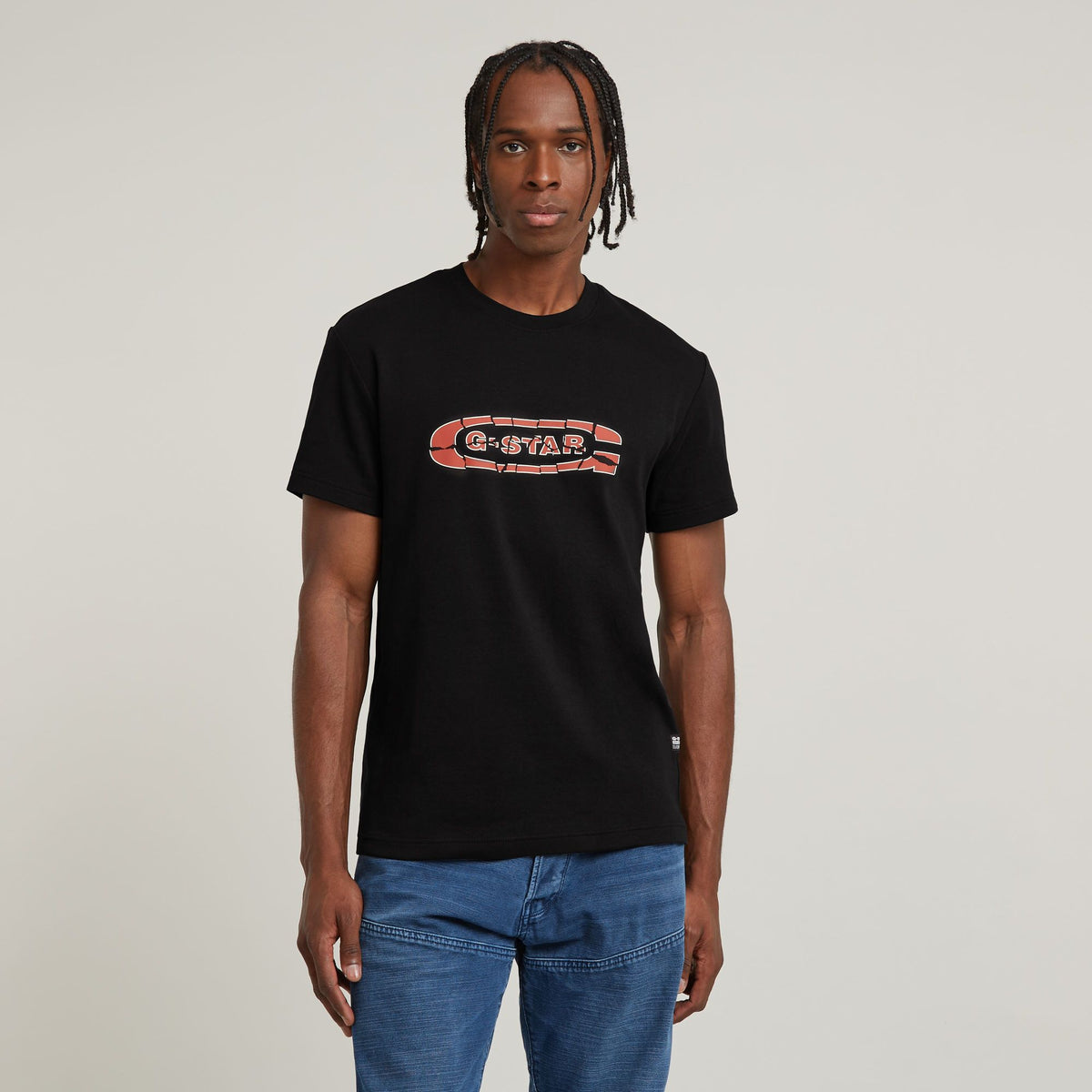 G-Star Raw D25086 Destroyed Old Skool Logo Tee  Black