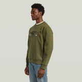 G-Star Raw Mens Olive Running Dog Back Sweatshirt