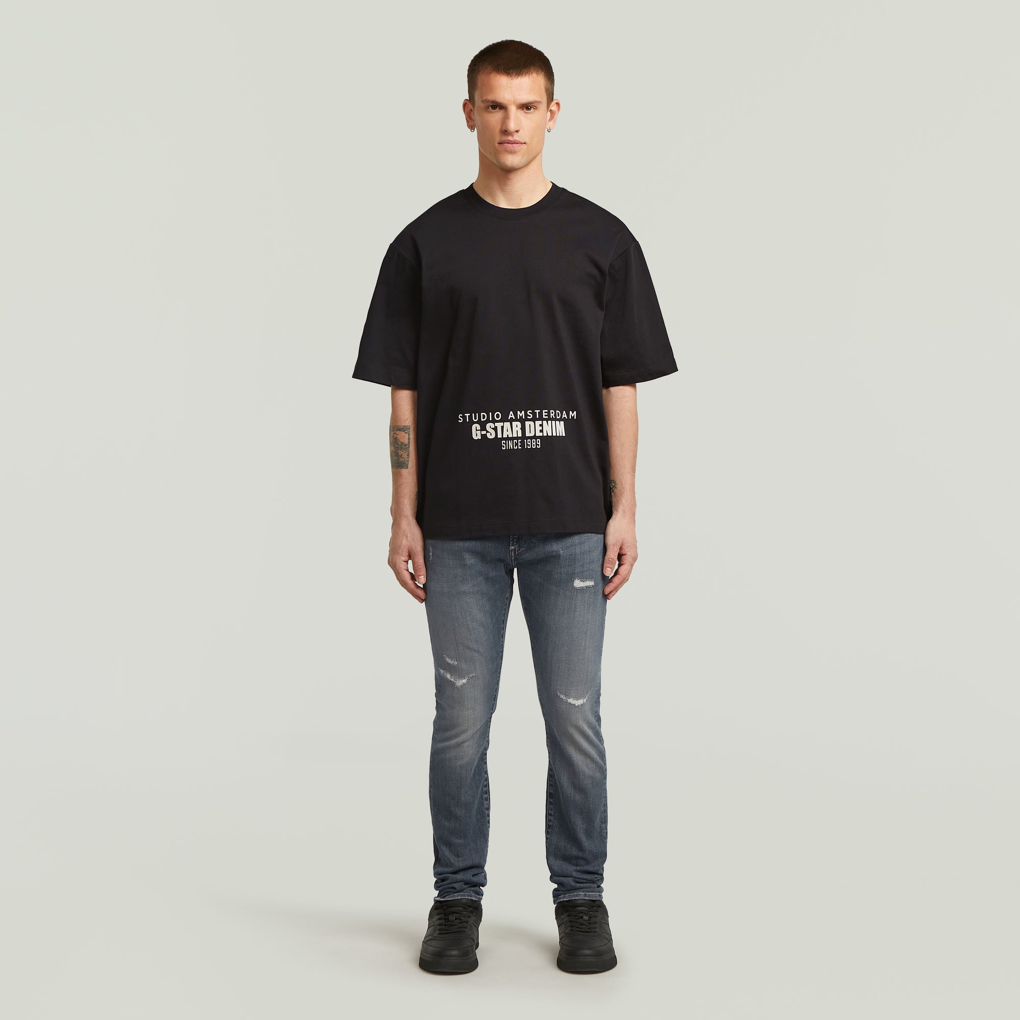 G-Star Raw Mens Studio AMS Boxy T-Shirt In Black