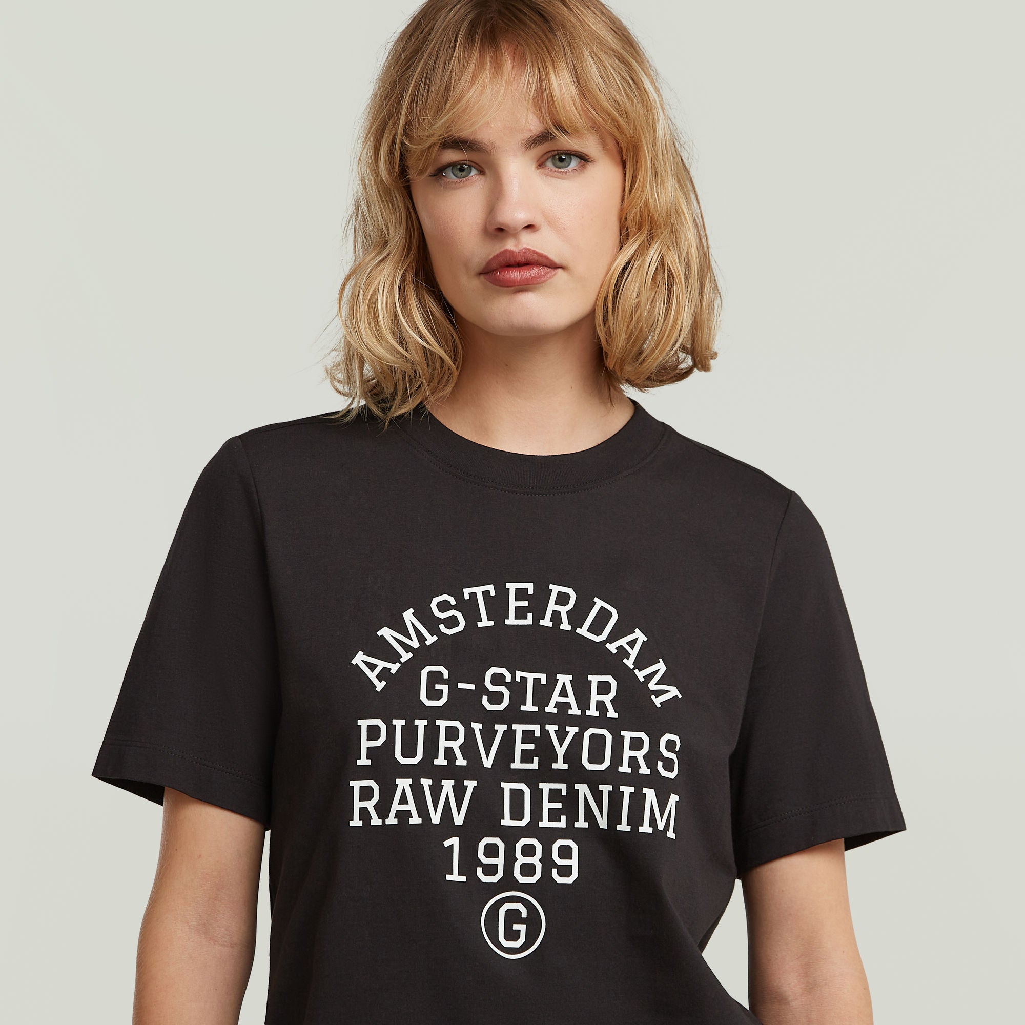 G-Star Raw Womens Text Graphic T-Shirt In Dark Black