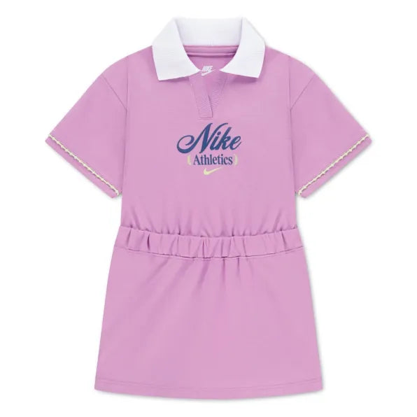 Nike Girls Tennis Lifestyle Short Sleeves Dress In Light Magenta