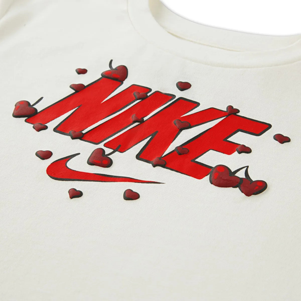 Nike Kiddies Girls Cherry Boxy Tee T-Shirts In Soft Pearl