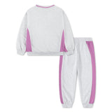 Nike Girls Color Blocked 2 Pcs Crew Sweatshirts & Joggers Set In Birch Heather
