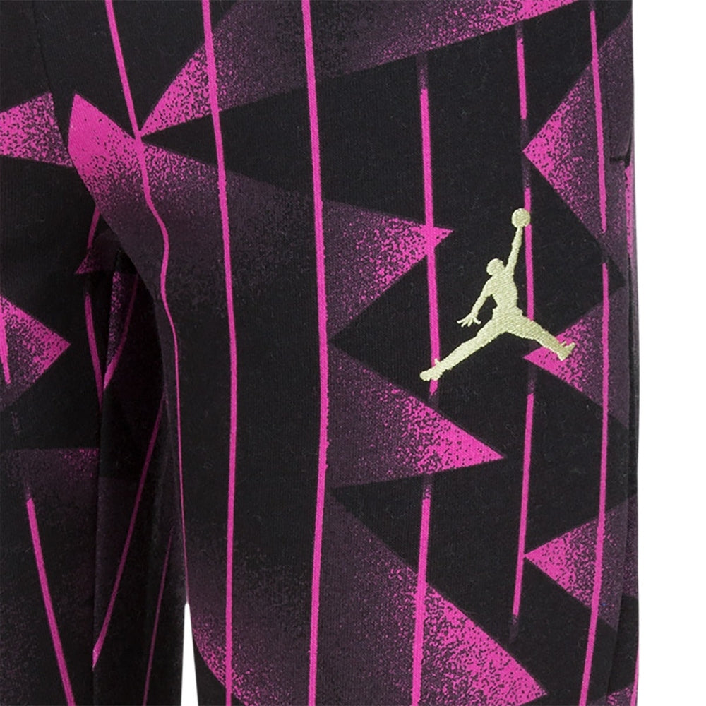 Jordan Girls Essentials AOP Fleece Pant In Black/Pink