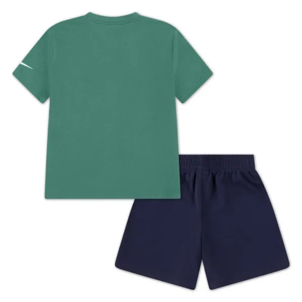 Nike Boys Collage T-Shirt And Short 2 Piece Set In Green And Blue