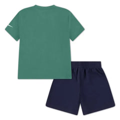 Nike Boys Collage T-Shirt And Short 2 Piece Set In Green And Blue