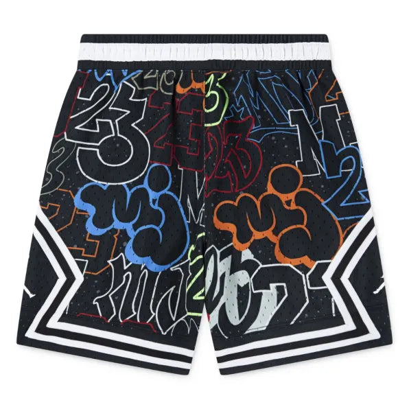 Jorndan Boys Aop Sport Diamond Shorts In Black Multi