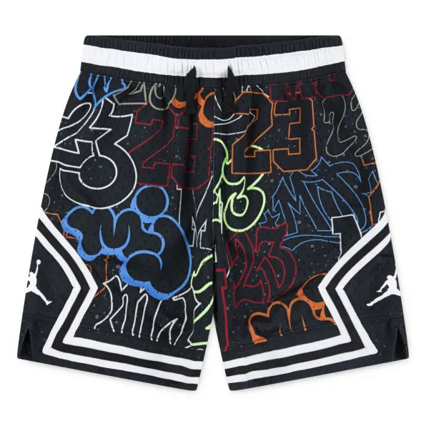 Jorndan Boys Aop Sport Diamond Shorts In Black Multi