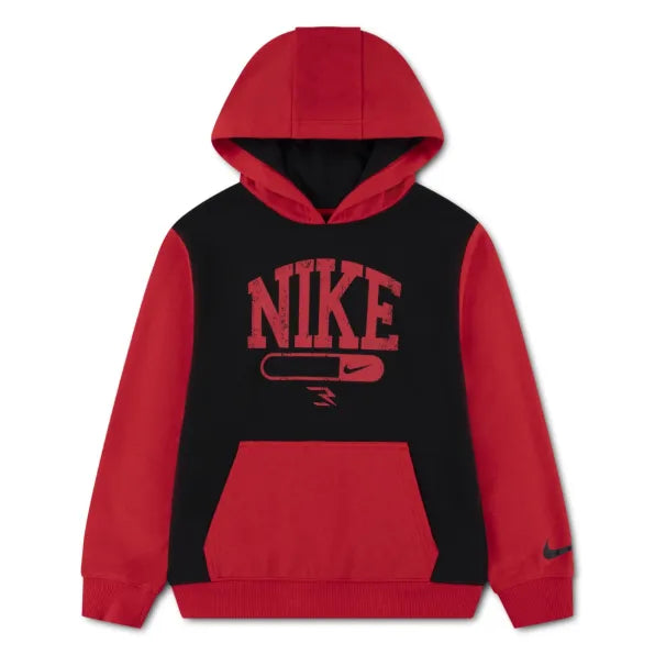 Nike Boys Vintage French Terry Hoodie In Black And Red