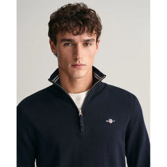 Gant Mens Classic Cotton Halfzip Top In  Navy