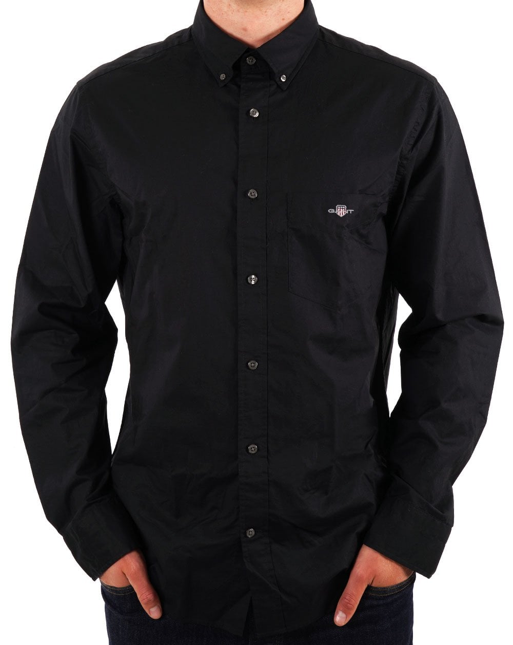 Gant Mens Regular Poplin Shirt In Black