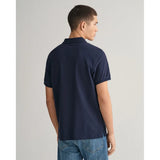 Gant Mens Regular Shield Short Sleeve Pique Polo Shirt In  Navy