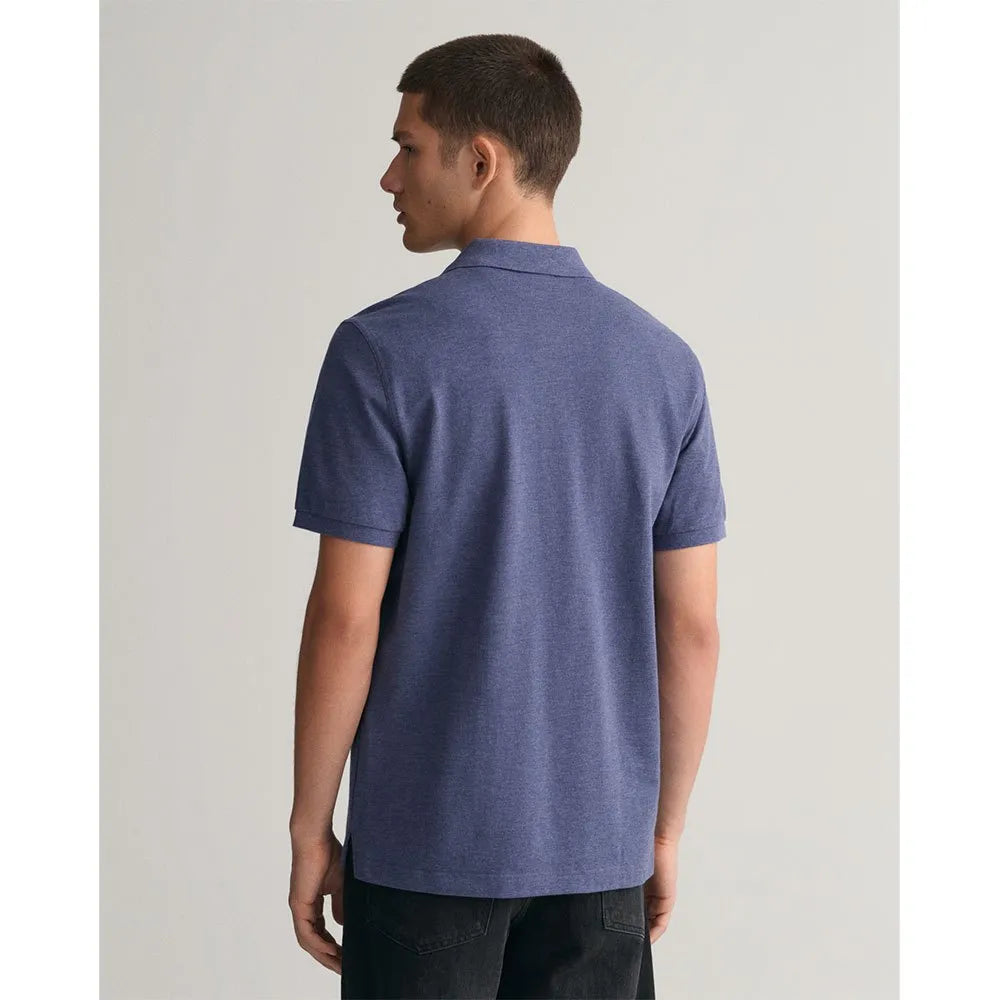 Gant Mens Regular Shield Short Sleeve Pique Polo Shirt In Blue