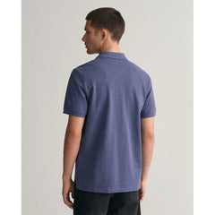 Gant Mens Regular Shield Short Sleeve Pique Polo Shirt In Blue