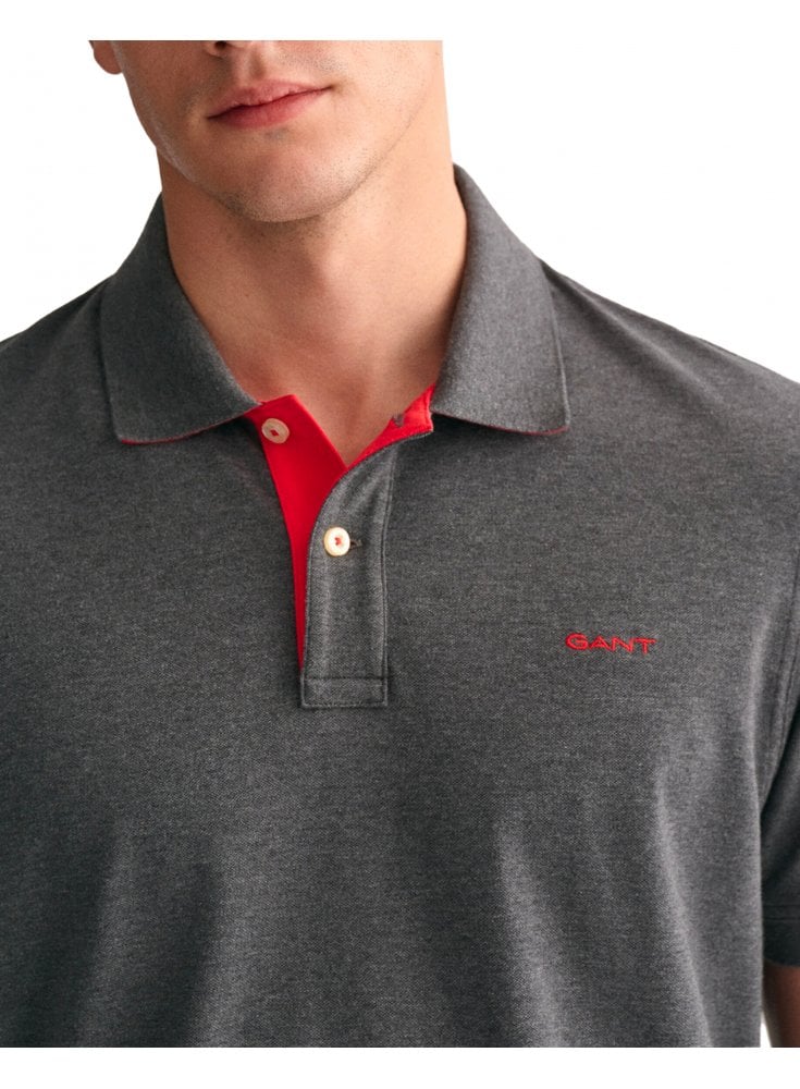 Gant Regular Contrast Pique Ss Dark Grey