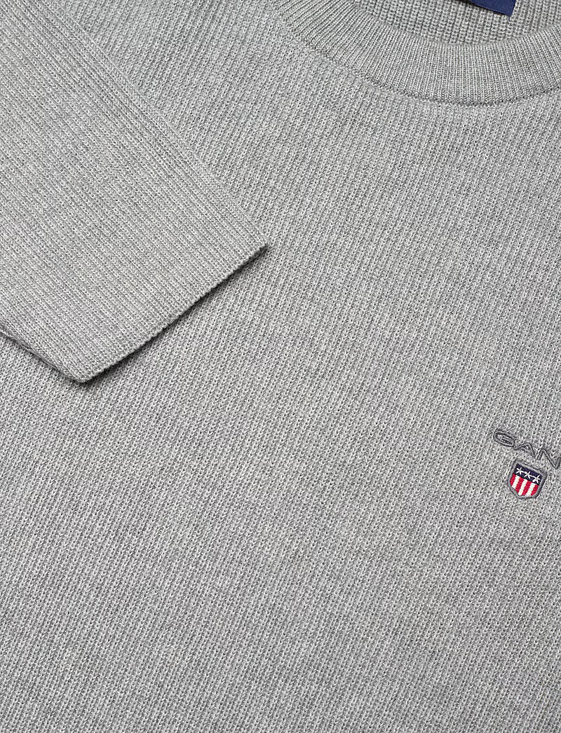 Gant Mens Rib Texture C-Neck Jersey In Grey
