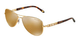 Tiffany & Co Mirror Gold Plated Womens Aviator Sunglasses In Gold