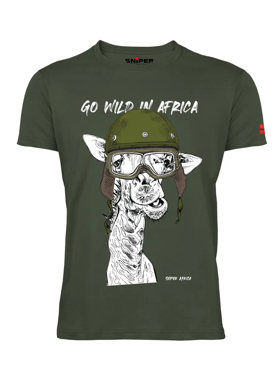 Sniper Giraffe T-Shirts For Men In Olive