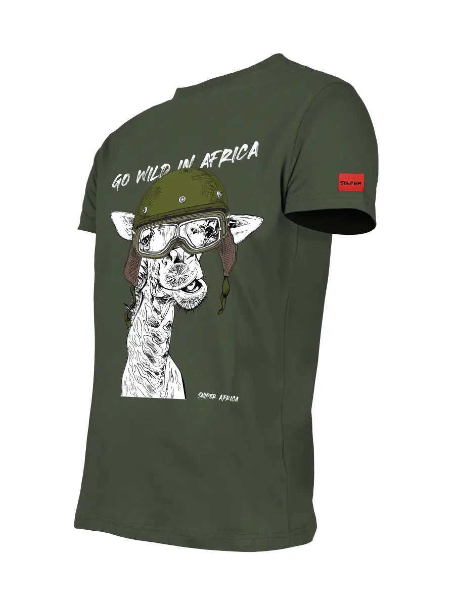 Sniper Giraffe T-Shirts For Men In Olive