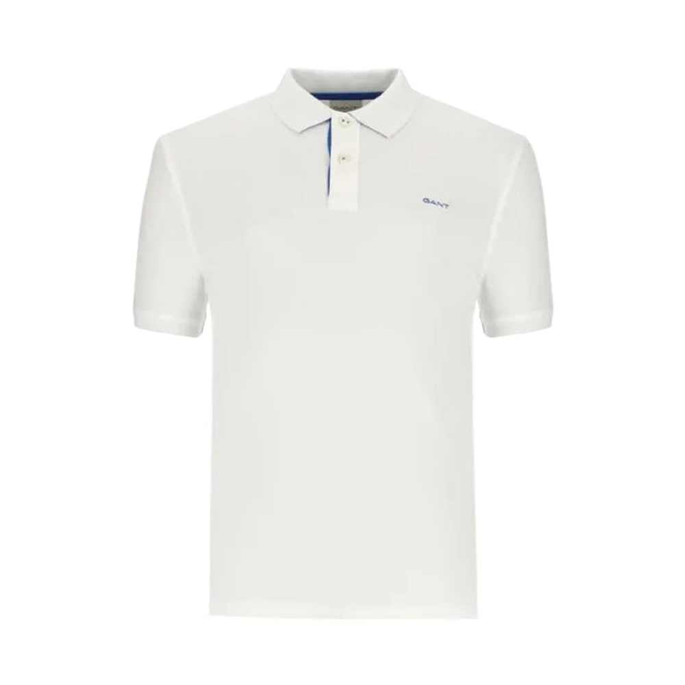 Gant Mens Reg Contrast Pique Golfer In Cream