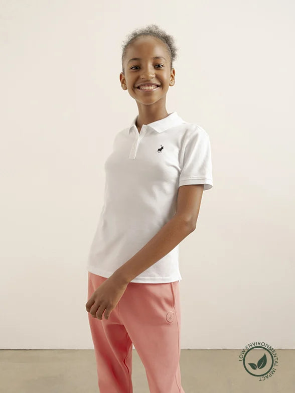 Polo Girls Nina Short Sleeve Golfer In White