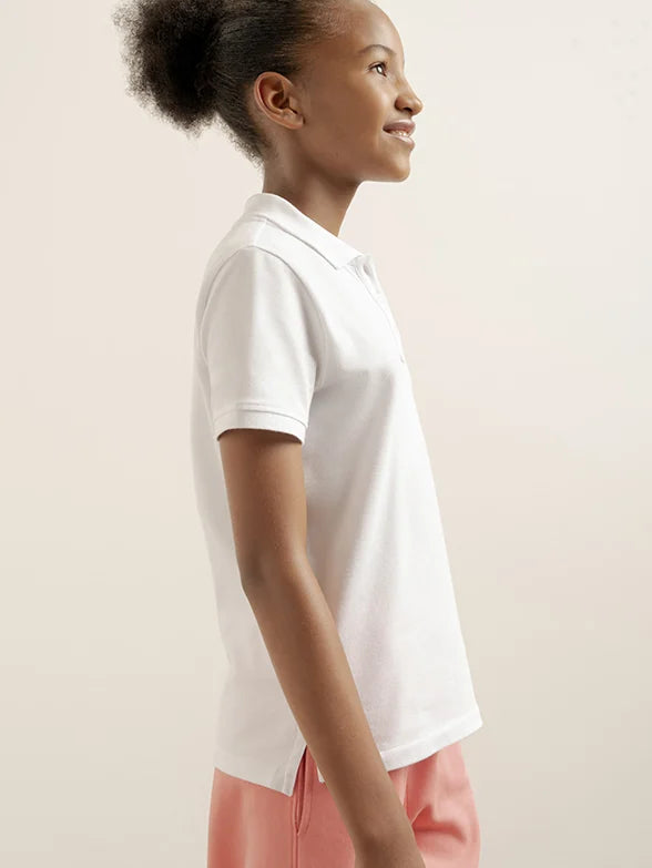 Polo Girls Nina Short Sleeve Golfer In White