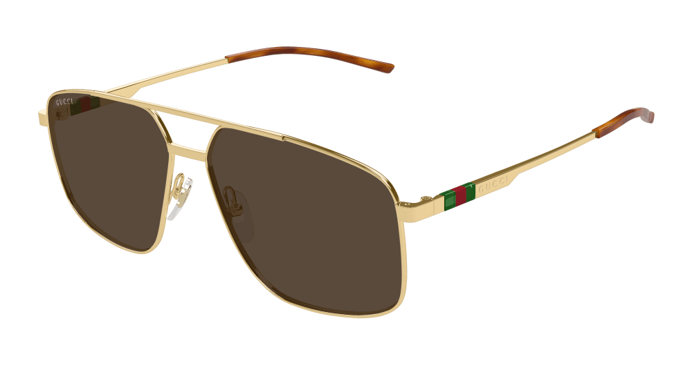 Gucci Sunglass Man Gold Gold Brown GG1676S-002