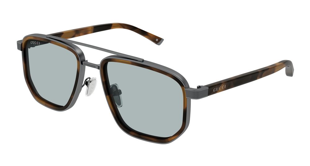 Gucci Sunglasses Mens In Ruthenium Havana Blue GG2073S-002