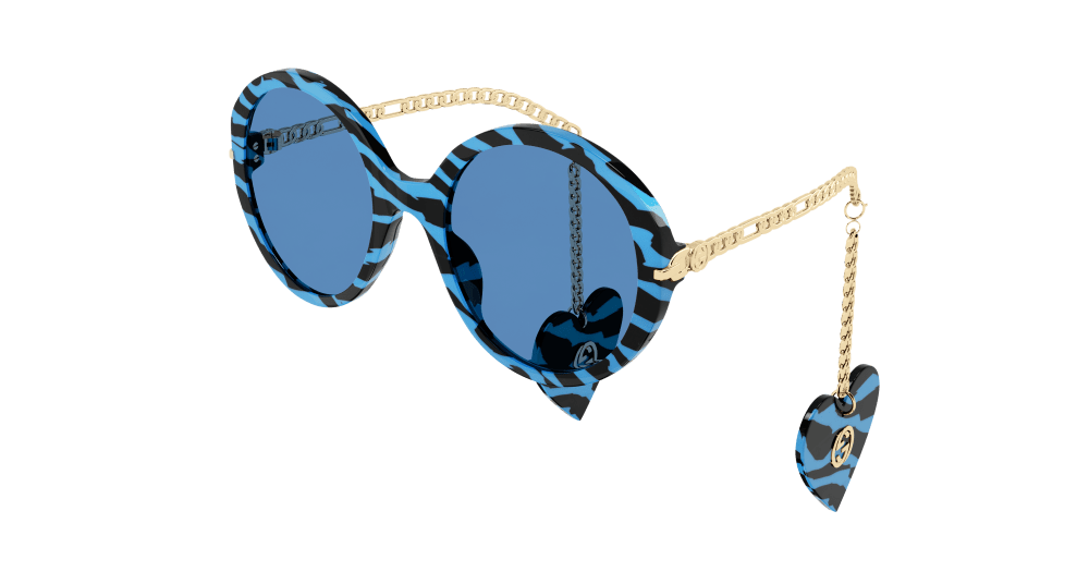 Gucci Sunglass Woman Black Gold Blue GG0726S-006