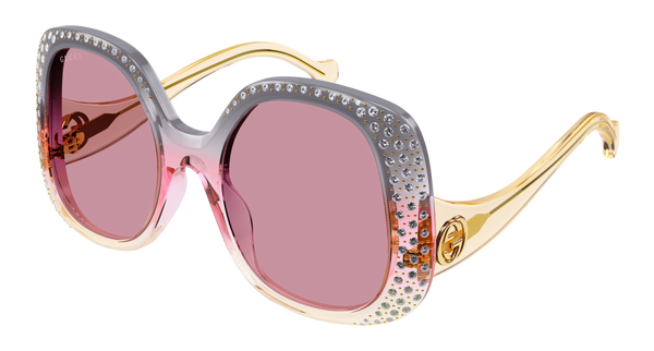 gucci 25ss ピンクレンズ　ゴールドサングラス Gucci Sunglass Woman Grey Yellow Pink GG1235S-003 – Sedgars SA