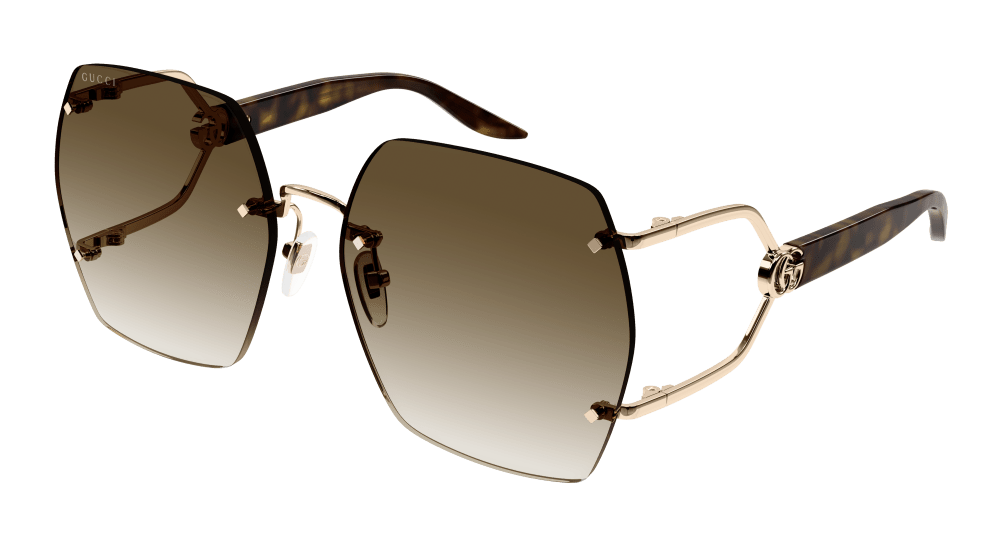 Gucci Sunglasses Woman Gold Havana Brown Gg1562S-002