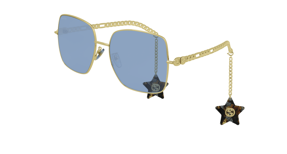 Gucci Sunglass Woman Gold Blue GG0724S-004