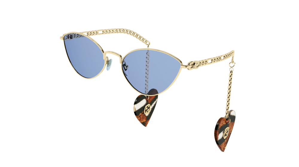 Gucci Sunglass Woman Gold Blue GG0977S-003