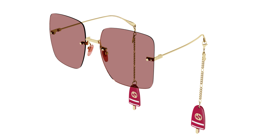 Gucci Sunglass Woman Gold Red GG1147S-005