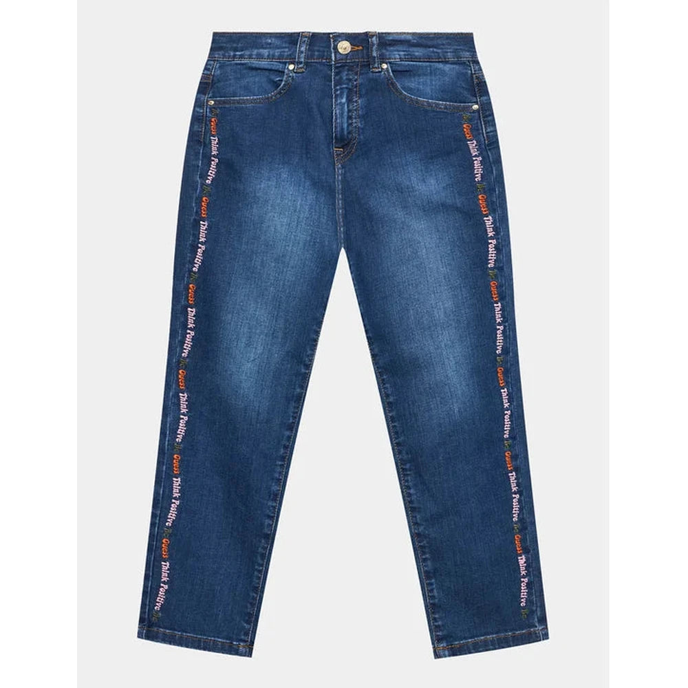 Guess Womens Denim Straight Regular Fit Jeans In Dark Blue