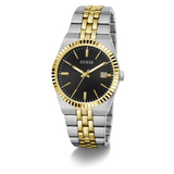 Guess Mens Vincent Two Tone Analogue Stainless Steel Watch In Silver/Gold/Black Dial