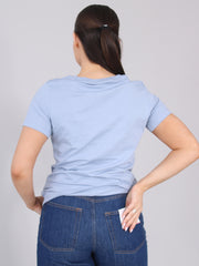 Guess Womens Cn Short Sleeves Love Triangle T-Shirt In Blue