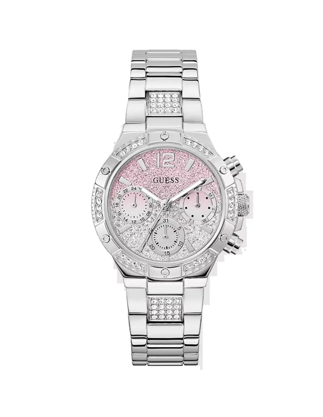 Guess Womens Harlow Multi Function Watch In Silver
