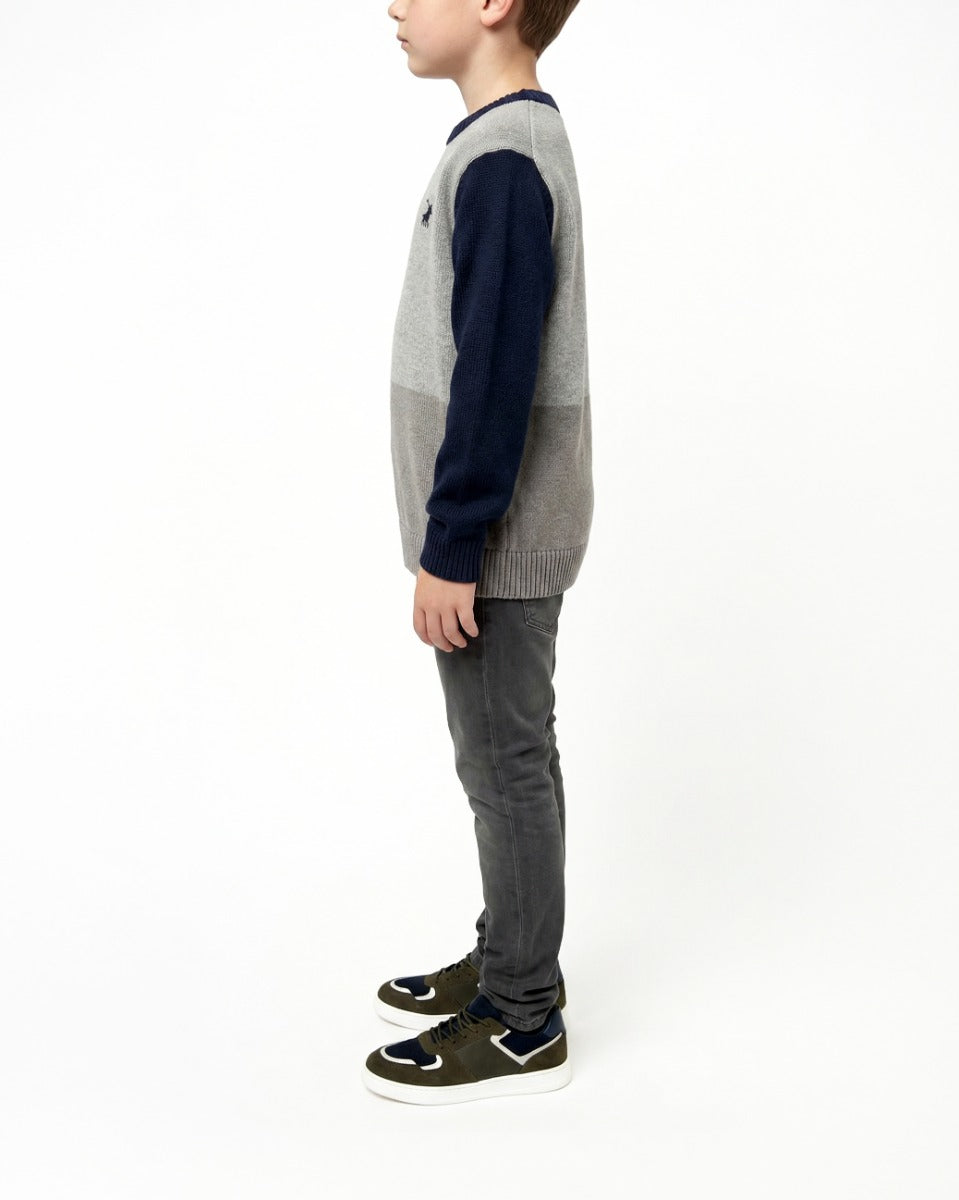 Polo Boys Trent Colour Blocked Knit In Grey