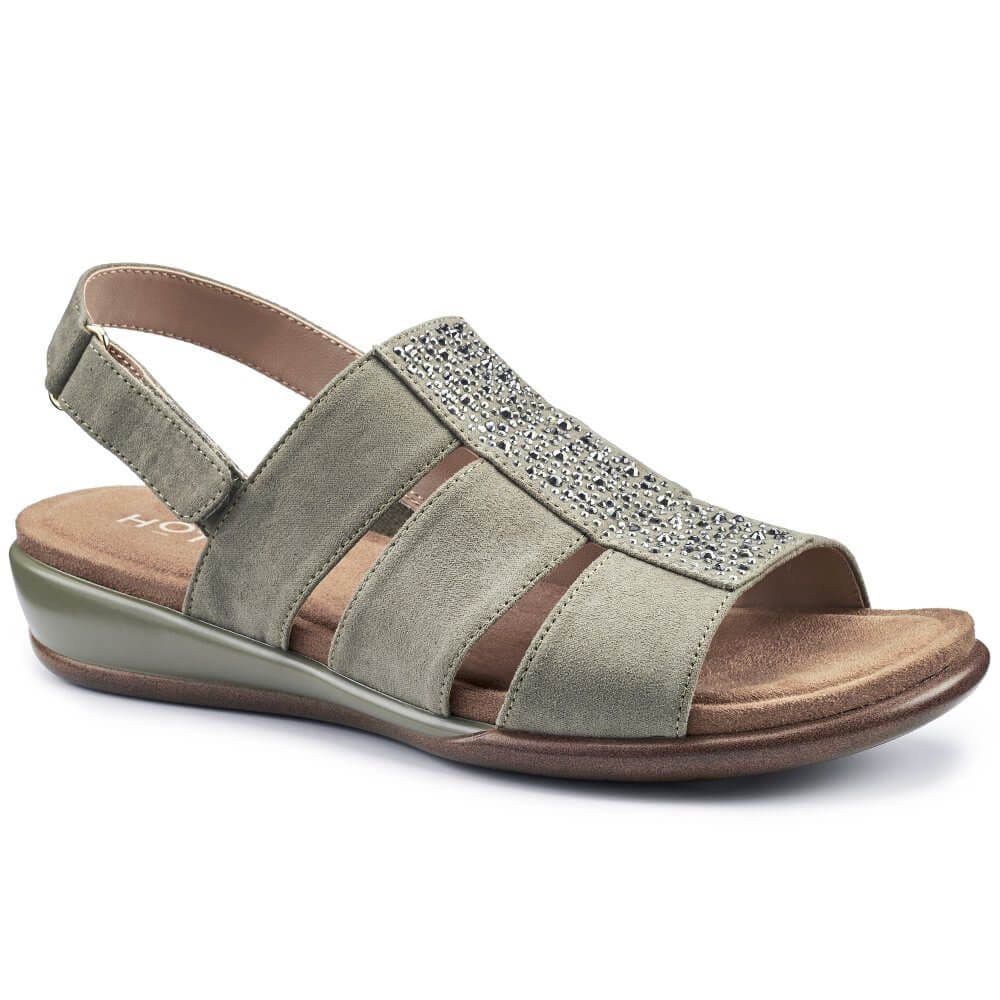 Hotter Ladies Madrid Shoes In Khaki Green