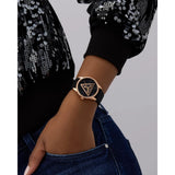 Guess Womens Roxy Analog Watch In Black/Rose Gold