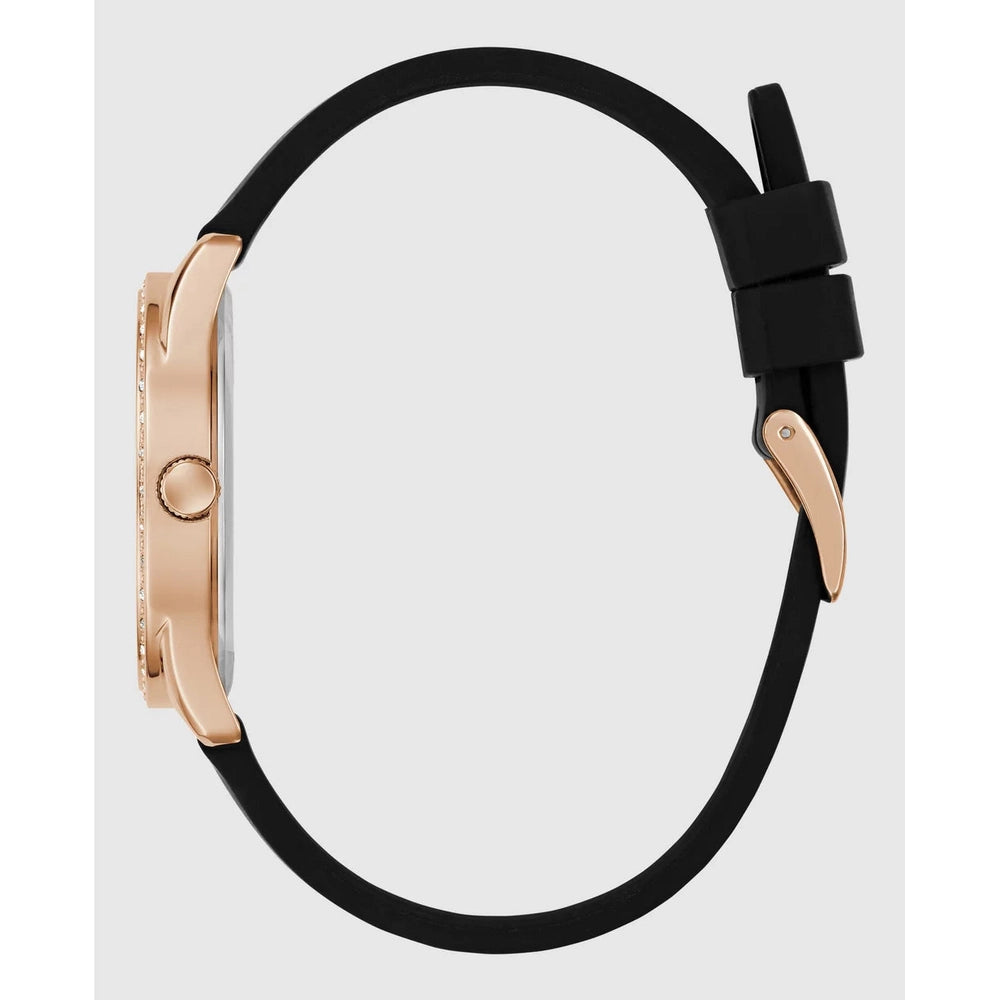 Guess Womens Roxy Analog Watch In Black/Rose Gold