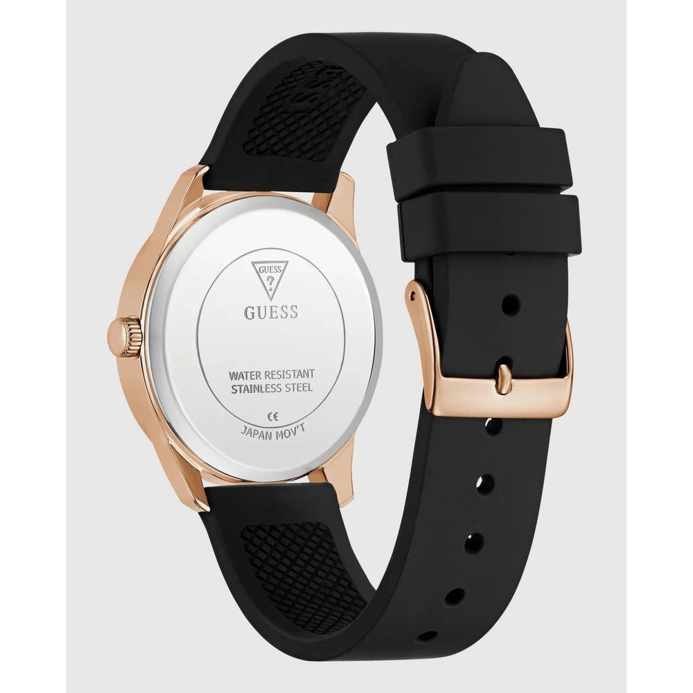 Guess Womens Roxy Analog Watch In Black/Rose Gold