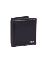 Polo Nappa Vertical Billfold Wallet In Black