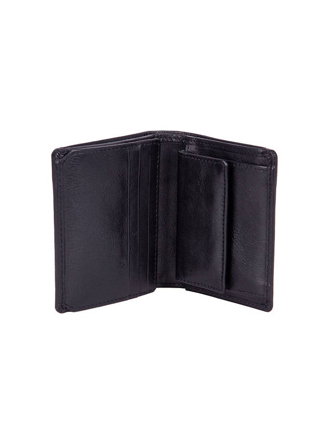Polo Nappa Vertical Billfold Wallet In Black
