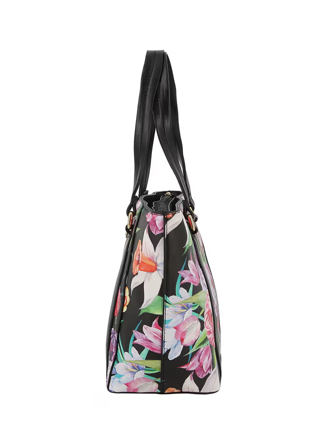 Aaliyah Floral Tote Black - One Size